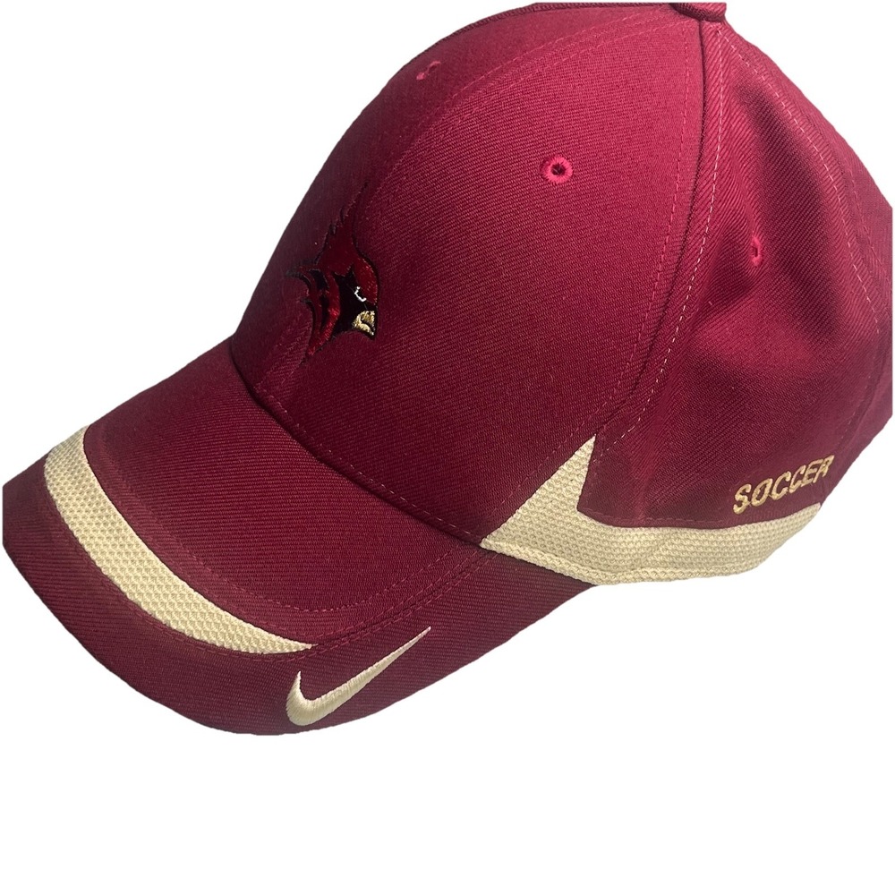 Nike Team Soccer Cardinal Logo Cap Hat Maroon Beige Adjustable Adult OSFA